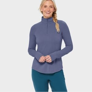 Women's Seawool Long Sleeve 1/4 Zip Mockneck Dusk Blue Small